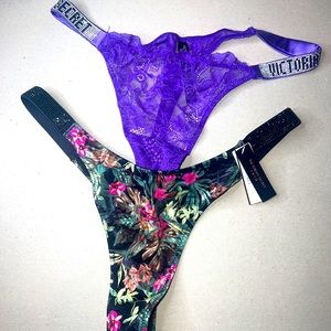 Victorias Secret Shine Strap Thong & Swim Thong Bundle sz medium new bling